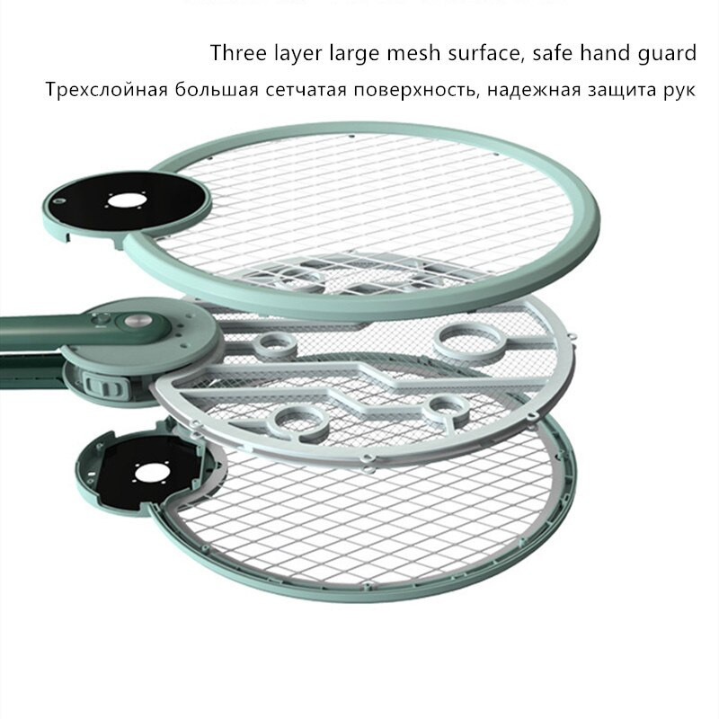 Elektrická raketa proti komárom Bug Zappers 2200 V, nabíjateľná cez USB, domáca raketa proti komárom, 3-vrstvová sieťovina, výkonná skladacia raketa proti komárom