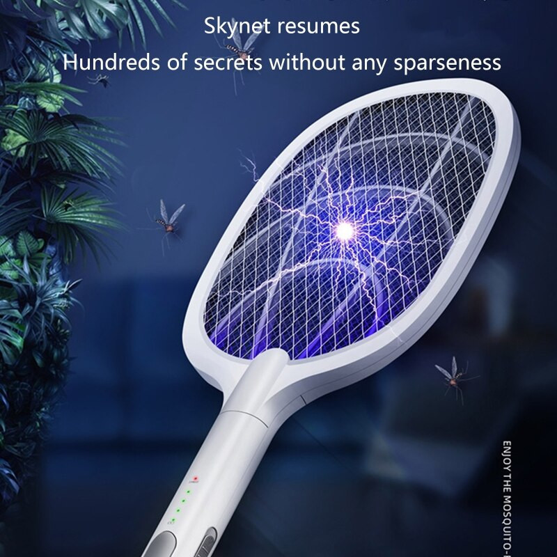 Punjiva zamka za komarce s električnim udarom sa zaštitnom mrežom, kućni reket za zamku za komarce 2-u-1 reket protiv kukaca