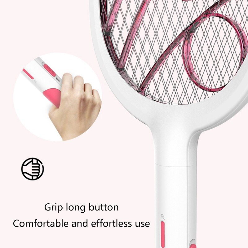 Punjiva zamka za komarce s električnim udarom sa zaštitnom mrežom, kućni reket za zamku za komarce 2-u-1 reket protiv kukaca