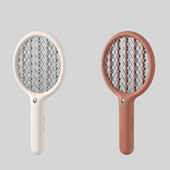 Elektrická lapačka na muchy 2 v 1, lampa a raketa proti hmyzu, USB nabíjateľná, 2600V, 3 sieťoviny, pre domácnosť a exteriér