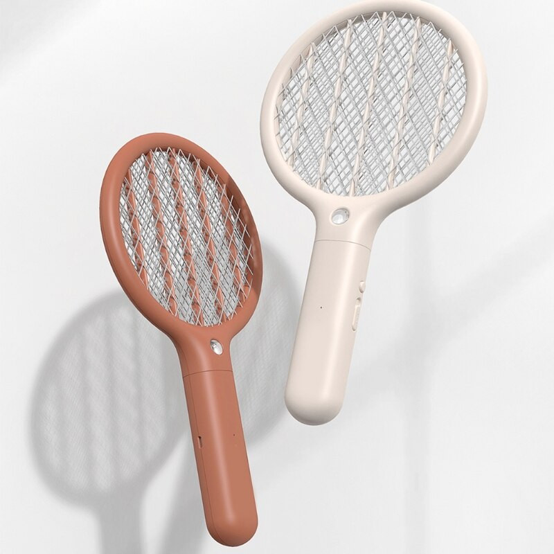 Elektrická lapačka na muchy 2 v 1, lampa a raketa proti hmyzu, USB nabíjateľná, 2600V, 3 sieťoviny, pre domácnosť a exteriér