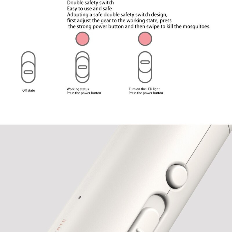 Elektrická lapačka na muchy 2 v 1, lampa a raketa proti hmyzu, USB nabíjateľná, 2600V, 3 sieťoviny, pre domácnosť a exteriér