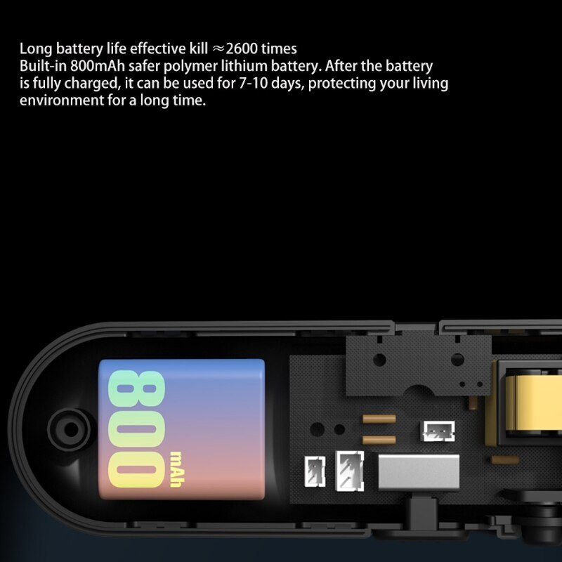 Elektrická lapačka na muchy 2 v 1, lampa a raketa proti hmyzu, USB nabíjateľná, 2600V, 3 sieťoviny, pre domácnosť a exteriér