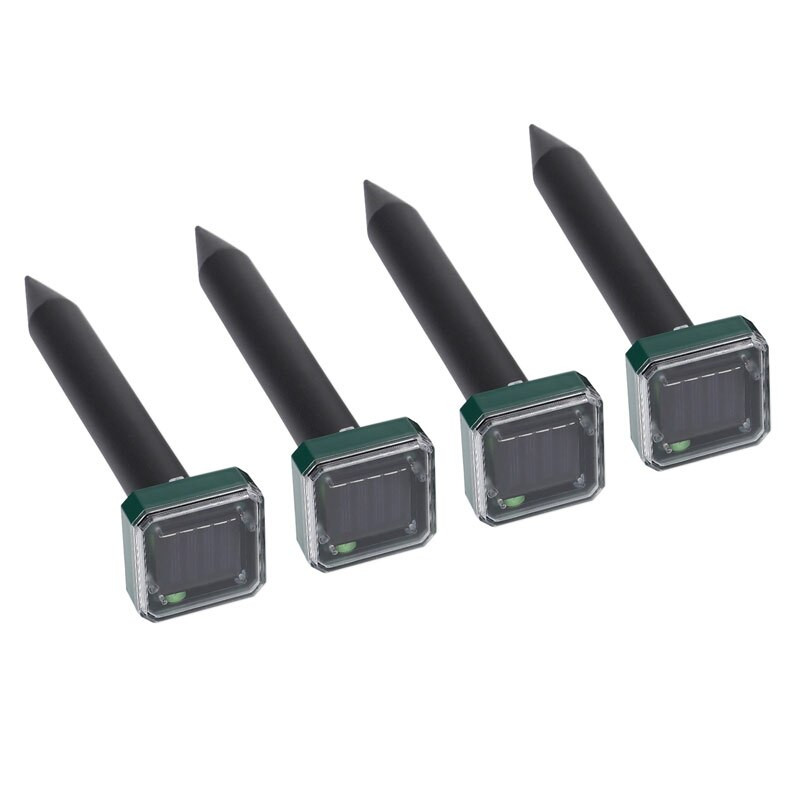 Kvalitetno sredstvo za tjeranje krtica, 4 pakiranja Ultrazvučni tjerač životinja Gopher i Vole Chaser na solarni pogon Humani tjerač glodavaca