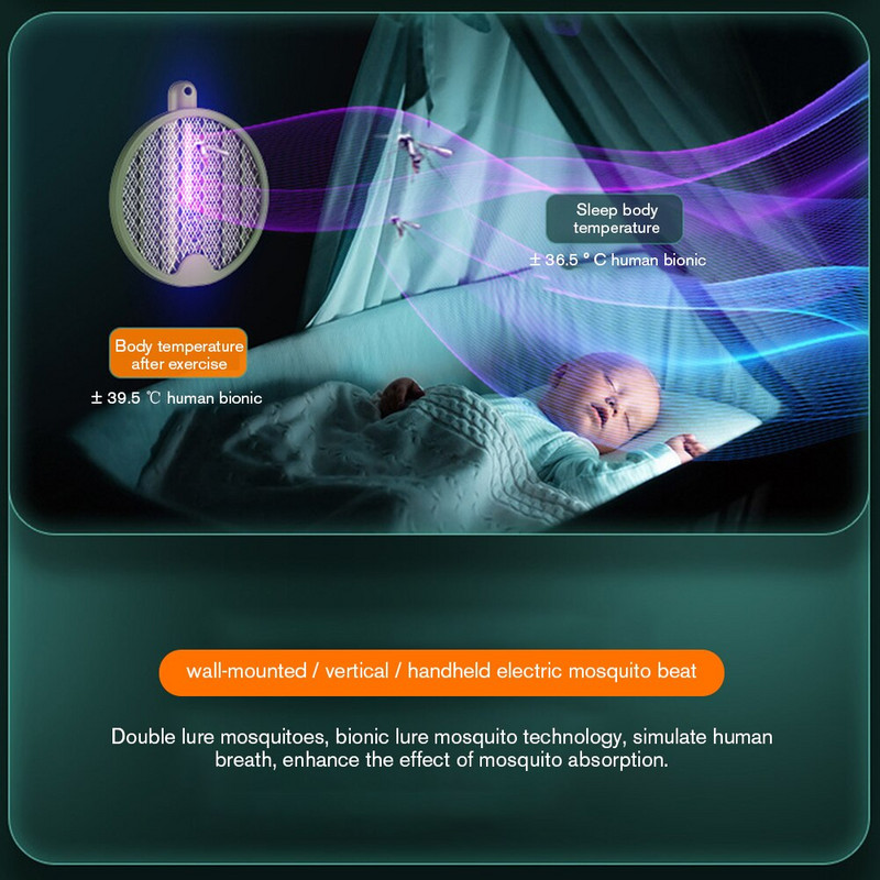 Mosquito Swatter Killer UV nočné svetlo skladacie muchy hmyz pasca na hmyz bug zapper