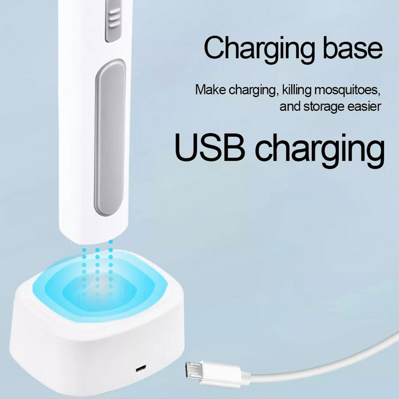 Elektrická muškárska raketa 3000V, nabíjateľná cez USB s nabíjacou základňou, proti komárom, hmyzu, muchomôcka, zabijak s UV svetlom pre spálne B3U6