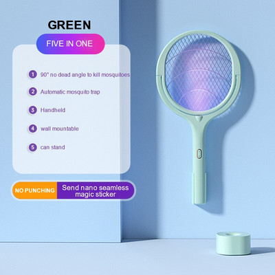 5 U 1 Električna lopatica za komarce 3500 V USB punjiva lampa za ubijanje komaraca Podesiva električna lopatica za kukce Fly Bat matamoscas