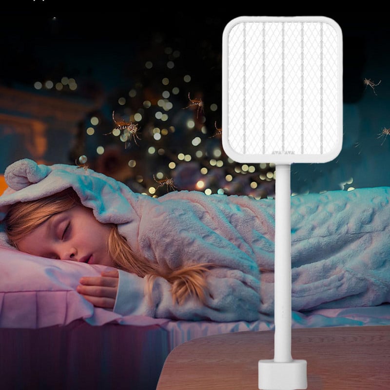 Skladací elektrický plácač na komáre s teleskopickou tyčou, lampa na zapaľovanie, USB, hmyz, muchy, komáre, elektrický zabijak S0p5