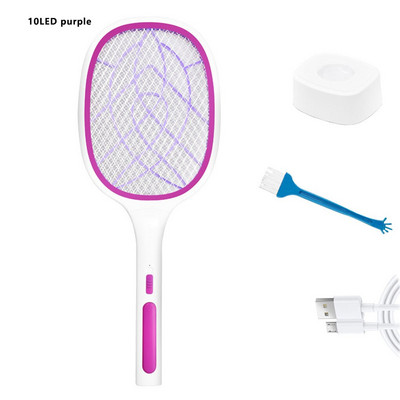 Електрическа мухобойка Убийца UV светлина USB акумулаторна ракета за мухи LED лампа Летен капан за комари Ракета против насекоми Bug Zapper