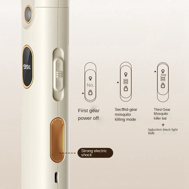 Elektrická plácačka na komáre, prenosná nabíjateľná raketa na hubenie hmyzu, raketa na zabíjanie komárov do interiéru aj exteriéru - ružová