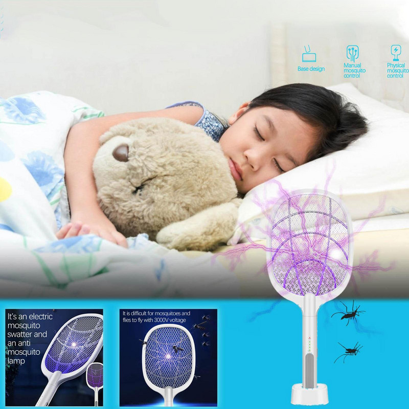 Rachetă electrică pentru țânțari Ucigaș Tambur electric de muște Muște de acasă Bateria Ucide insecte Putere insecte Friteuza Zapper Rachetă Cor N8X8