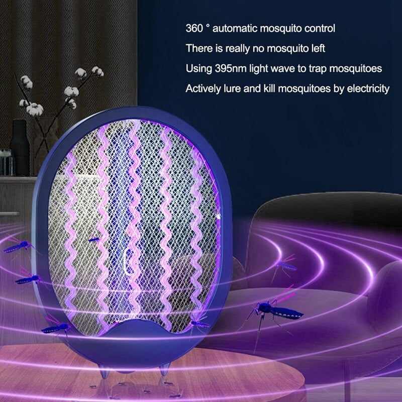 Skladacia elektrická plácačka na komáre, nástenná, ručná, nabíjateľná 3000V raketa na komáre, nastaviteľná plácačka na hmyz