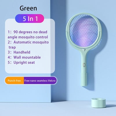 5 v 1 elektrická lampa na zabíjanie komárov, lampa na zabíjanie komárov 3500 V USB nabíjateľná, nastaviteľný uhol, elektrický hmyz