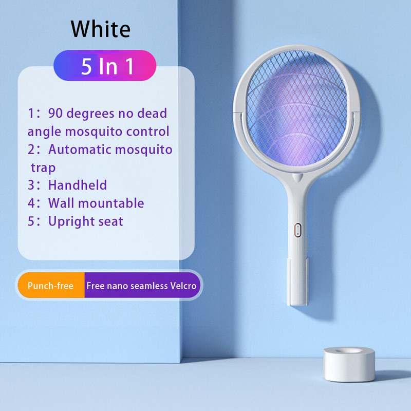 5 v 1 elektrická lampa na zabíjanie komárov, lampa na zabíjanie komárov 3500 V USB nabíjateľná, nastaviteľný uhol, elektrický hmyz