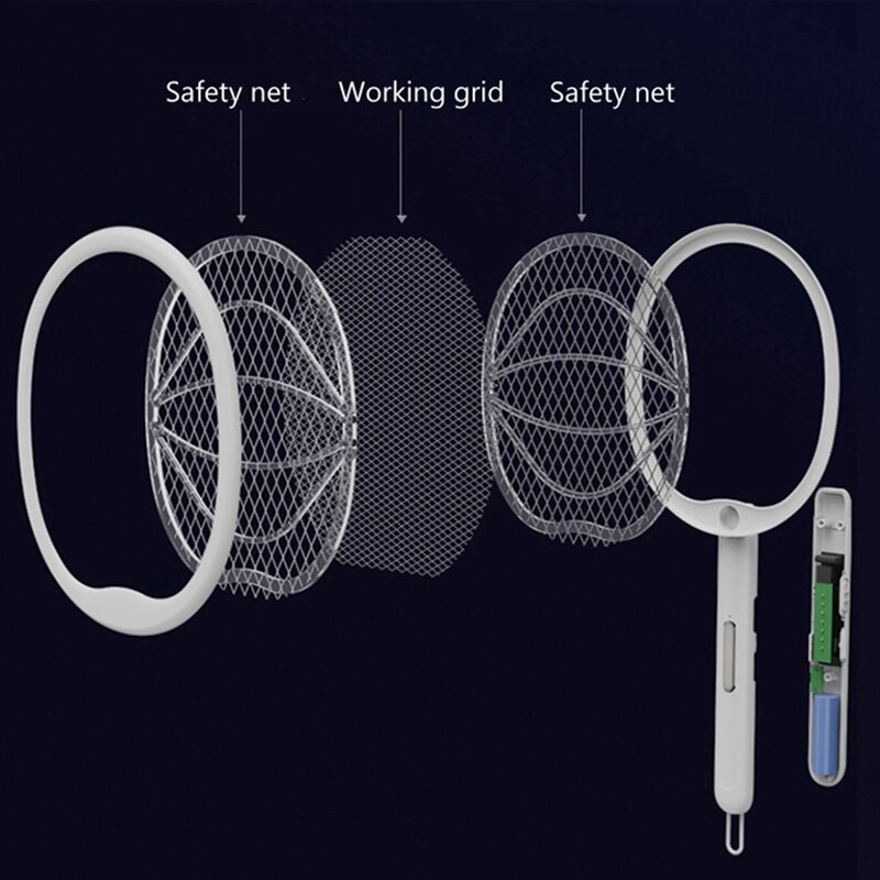 Muselių gaudyklė, sulankstomas uodų gaudyklė, rankinis uodų gaudyklė, 3000 voltų vabzdžių gaudyklė, raketė nuo uodų, balta