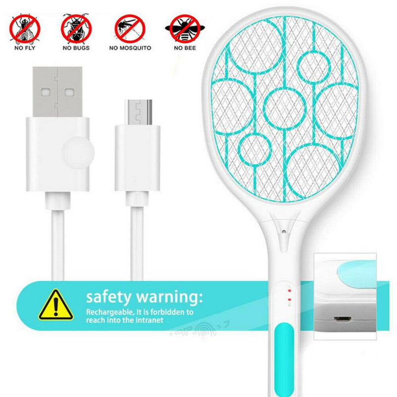 Mosquito Swatter Killer LED Light Tenisová pálka Ručná raketa Nabíjateľná elektrická muška proti hmyzu Raketa Zapper Killer Domáce náradie