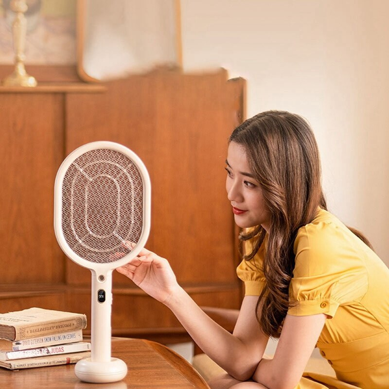 Elektromos szúnyogcsapó, hordozható újratölthető bug Zapper ütő Szúnyogölő ütő beltéri, kültéri használatra - rózsaszín