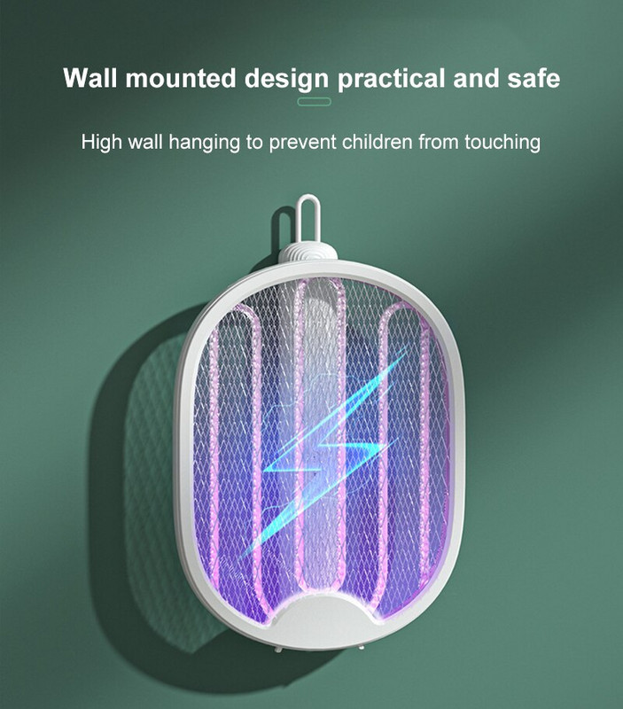 4 v 1 skladací elektrický komár Swatter Shock Dual-Use USB nabíjateľný Bug Zapper Domáca lampa na komáre Letný domov