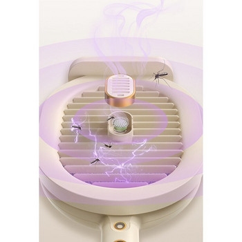 Електрическа мухобойка за комари Преносима акумулаторна ракета за унищожаване на насекоми Ракета за унищожаване на комари за закрито и открито - розово