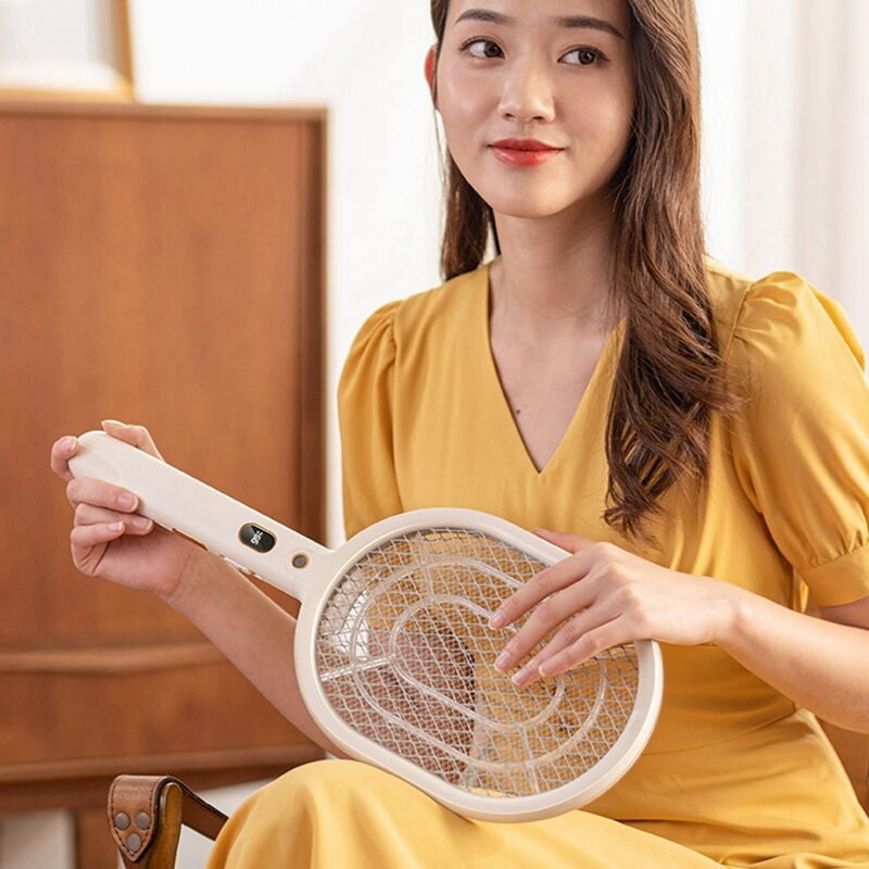 Elektrická plácačka na komáre, prenosná nabíjateľná raketa na hubenie hmyzu, raketa na zabíjanie komárov do interiéru aj exteriéru - ružová