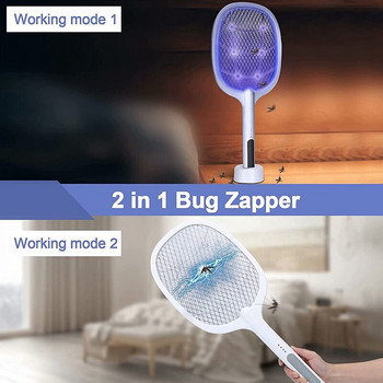 Bug Zapper, вътрешна и външна електрическа мухобойка, акумулаторна ракета за унищожаване на комари за дома, спалнята, кухнята 2 пакета