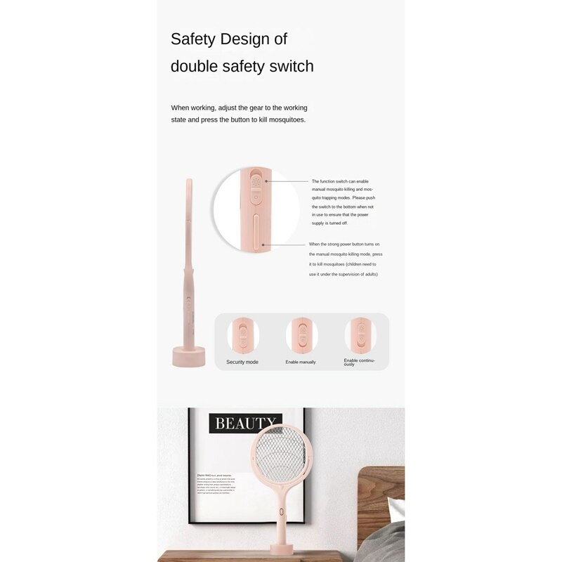 Lampa za ubijanje komaraca koja se može okretati za 90 stupnjeva Električni reket za insekte UV svjetlo USB zamka za bube Zamka za muhe Ljetna muholovka