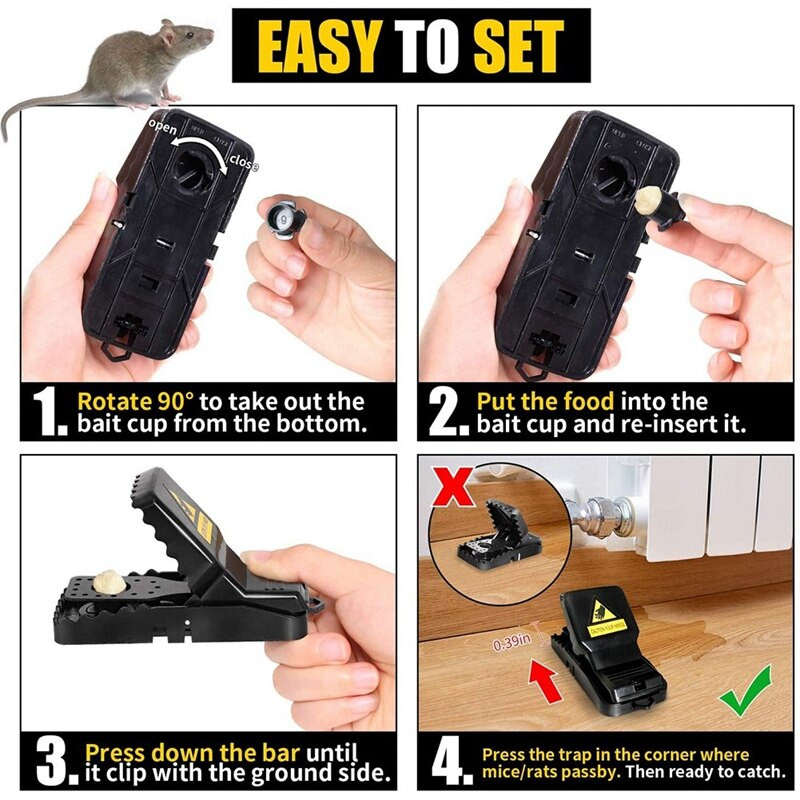 Pasce na myši, malé pasce na potkany, ktoré fungujú, odnímateľný návnadový pohár, bezpečná a účinná pasca na veveričky do domu, interiéru a exteriéru