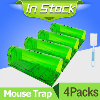 4x капан за мишки за многократна употреба, капан за плъхове за градински вътрешен склад на открито