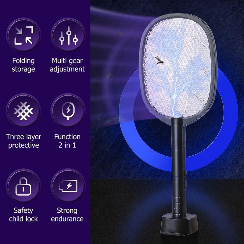 3000 V elektromos légycsapó gyilkos nyári beltéri kültéri összecsukható szúnyogütő USB újratölthető lámpa rovarok elleni védelem