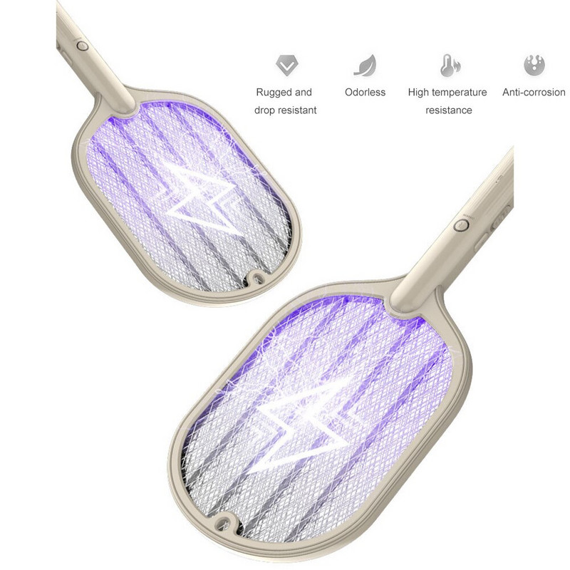 Prenosná raketa na komáre, zabijak škodcov, elektrická raketa na komáre, USB LED ručná raketa, hmyz, muchy, osy