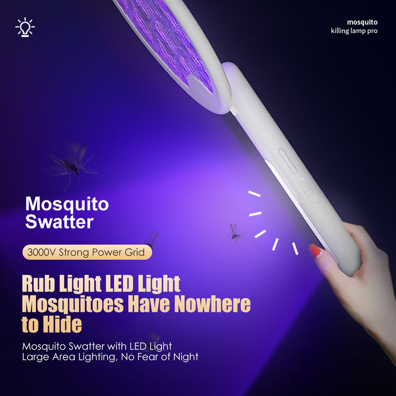 Električni reket za muholovku Prijenosna muholovka Punjivi reket za muholovku Ručni hvatač insekata s krilima