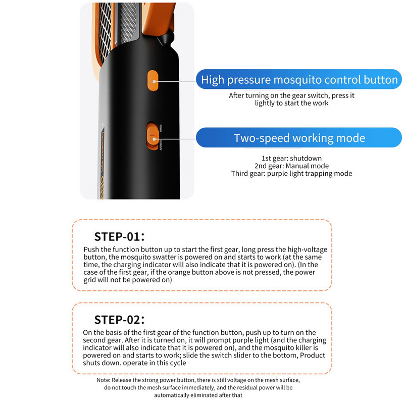Elektrická plácačka na muchy, skladací dizajn, odolný materiál, skladací zabijak proti komárom, izolačná ochranná sieť, zabijak