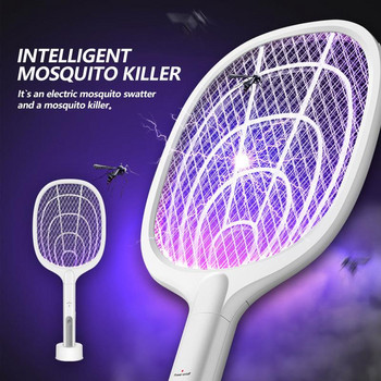 3000V електрически убиец на комари UV светлина Fly Swatter Mosquito Trapper Акумулаторна ракета за насекоми 1200mAh