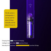 3000V електрическа мухобойка с ултравиолетова светлина USB акумулаторна LED лампа летен капан за комари ракета против насекоми