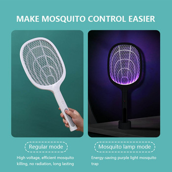 3000V Electric Flies Swatter Killer με υπεριώδη ακτινοβολία USB Επαναφορτιζόμενη λάμπα LED Καλοκαιρινή ρακέτα παγίδα κουνουπιών κατά των εντόμων Bug Zapper