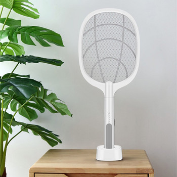 3000V Електрически убиец на комари с UV лампа USB 1200mAh акумулаторен капан за насекоми Лятна мухобойка Ракета за домашни насекоми