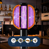 2v1 rotačná skladacia elektrická lapač na komáre, bezžiarová lampa na zabíjanie komárov, nabíjačka proti muchám, stlmenie hmyzu