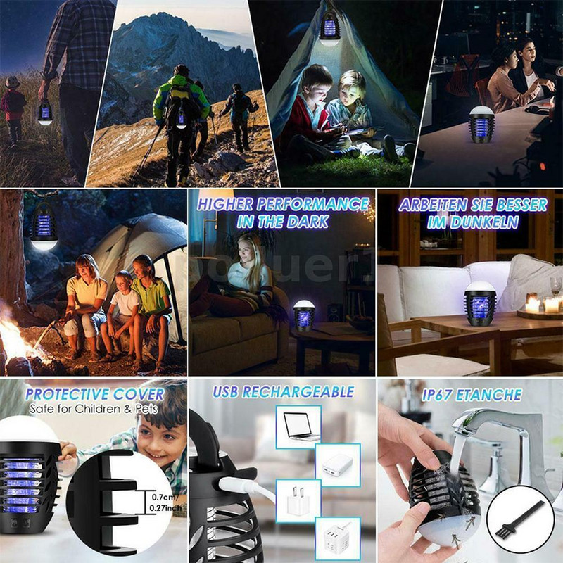 Prijenosna električna LED svjetiljka za ubijanje komaraca Punjiva USB vodootporna lampa za hvatanje zamki za kukce