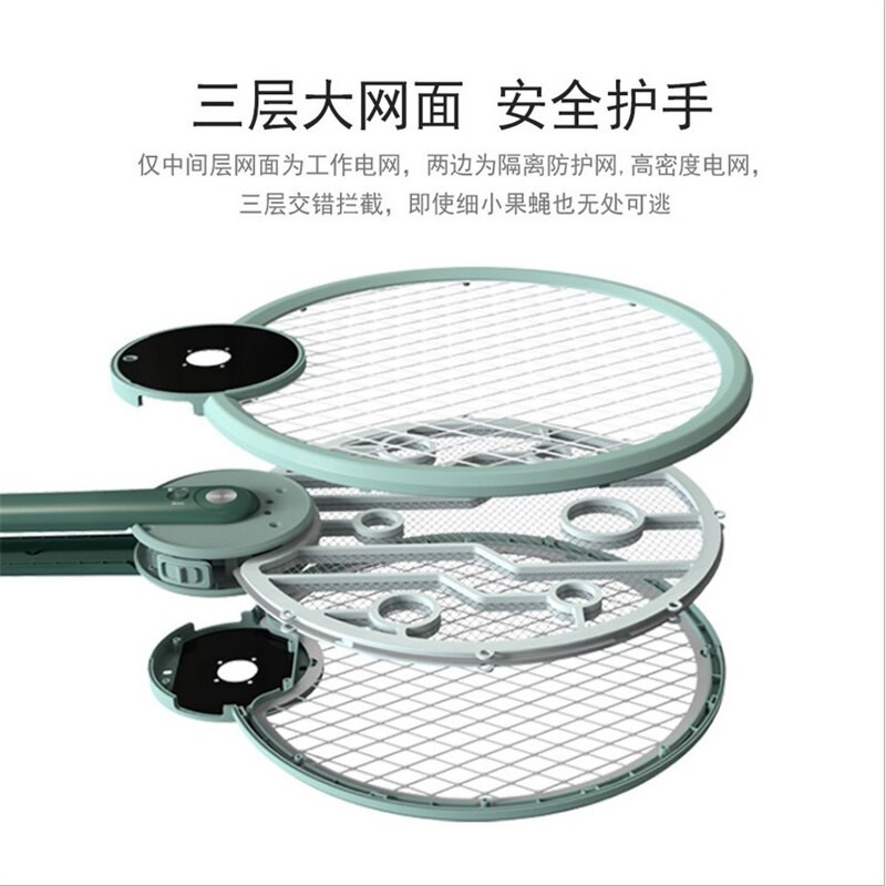 Skladacia elektrická plácačka na hmyz, USB 2200V 1000mAh nabíjateľná plácačka na komáre, zabíjačka much, hmyz, lapač, zabijak