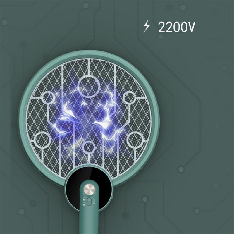 Skladacia elektrická plácačka na hmyz, USB 2200V 1000mAh nabíjateľná plácačka na komáre, zabíjačka much, hmyz, lapač, zabijak
