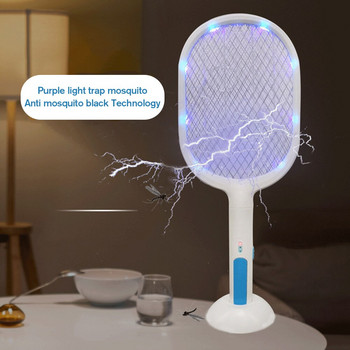 USB 3000V Electric Flies Swatter Killer with UV Light Επαναφορτιζόμενη λάμπα LED Καλοκαιρινή ρακέτα παγίδας κουνουπιών κατά των εντόμων Bug Zapper