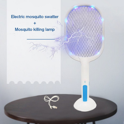 USB 3000V elektriskais mušu izsitējs ar UV gaismā uzlādējamu LED lampu vasaras moskītu slazdošanas rakete pret kukaiņiem