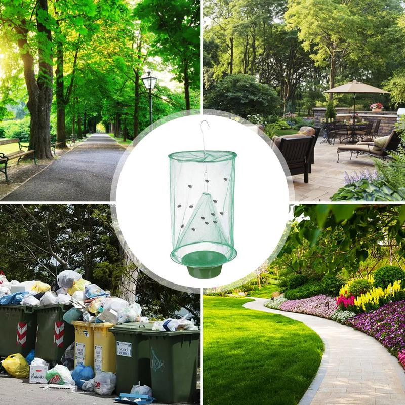 Vonkajšia zavesená mucholapka, opakovane použiteľná mucholapka, opakovane použiteľná rančová mucholapka pre vonkajšiu záhradu, konskú stodolu, farmu, dvor 4 ks