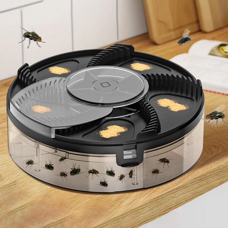 Capzator de muște automat, rotativ la 360 de grade, cu încărcare USB, zvârlitor de muște pentru bucătăriile de acasă