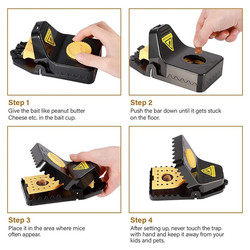 Egércsapda, Professzionális Egércsapda, Újrafelhasználható Egércsapda, Professzionális Egércsapdák Otthonban, Raktárban és Kertben 4 db