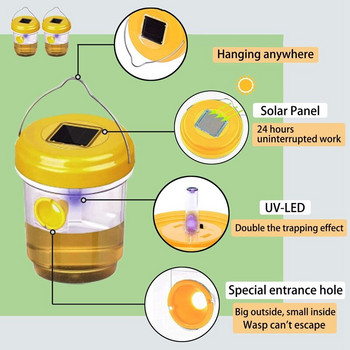 2 Συσκευασίες Ηλιακή Παγίδα Σφηκών Κρεμαστό Εξωτερικό, Wasp Cather Κρεμασμένο με Φωτάκι για Κίτρινα Μπουφάν, Σφήκες, Μέλισσες, Παγίδες σφηκών