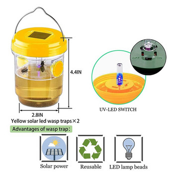 2 Συσκευασίες Ηλιακή Παγίδα Σφηκών Κρεμαστό Εξωτερικό, Wasp Cather Κρεμασμένο με Φωτάκι για Κίτρινα Μπουφάν, Σφήκες, Μέλισσες, Παγίδες σφηκών