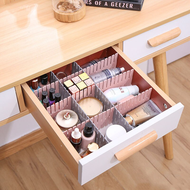 4 vnt. plastikinis stalčių tinklelis, skirstytuvas, pertvara, laikymo tvarkyklė Apatiniai drabužiai, kojinės, makiažo lenta, laikymo stalčiai