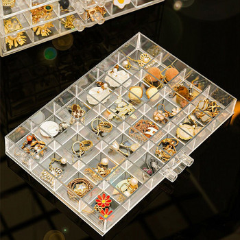 Квадратна прозрачна пластмасова кутия за съхранение Кутия за бижута Органайзер за обеци 120/72 Слот, регулируем за бижута Органайзер за мъниста Кутия за обеци