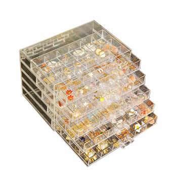 Квадратна прозрачна пластмасова кутия за съхранение Кутия за бижута Органайзер за обеци 120/72 Слот, регулируем за бижута Органайзер за мъниста Кутия за обеци